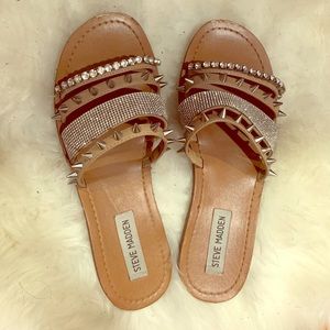 Steve Madden studded crystal flat sandals